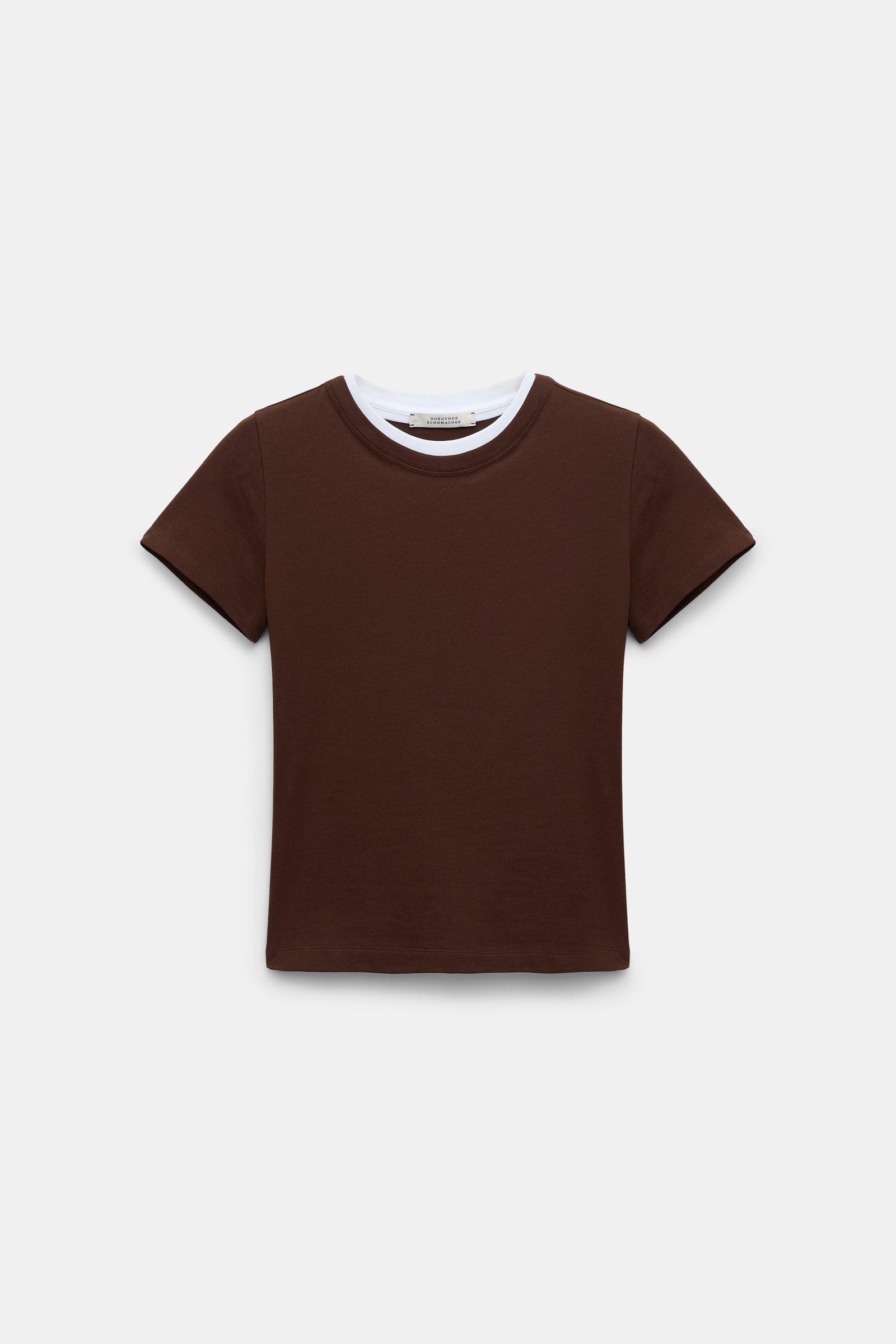 Dorothee Schumacher T-shirt with double layer neckline chocolate