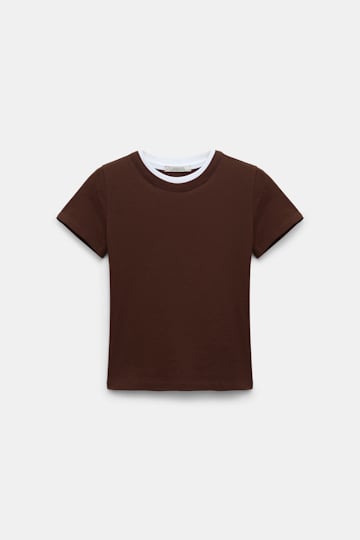 Dorothee Schumacher Rundhalsshirt mit gedoppeltem Kragen chocolate