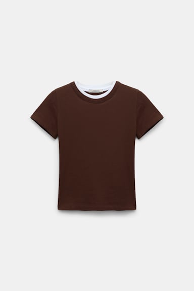 Dorothee Schumacher Rundhalsshirt mit gedoppeltem Kragen chocolate