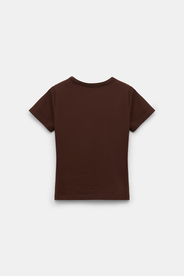 Dorothee Schumacher T-shirt with double layer neckline chocolate
