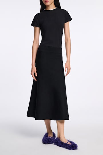 Dorothee Schumacher Rundhalsshirt mit gedoppeltem Kragen pure black