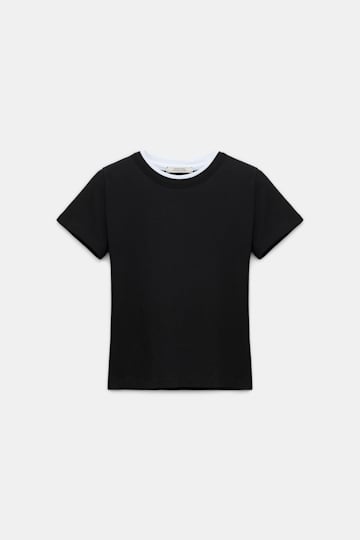 Dorothee Schumacher Rundhalsshirt mit gedoppeltem Kragen pure black
