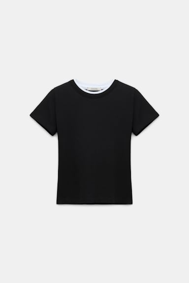 Dorothee Schumacher Rundhalsshirt mit gedoppeltem Kragen pure black