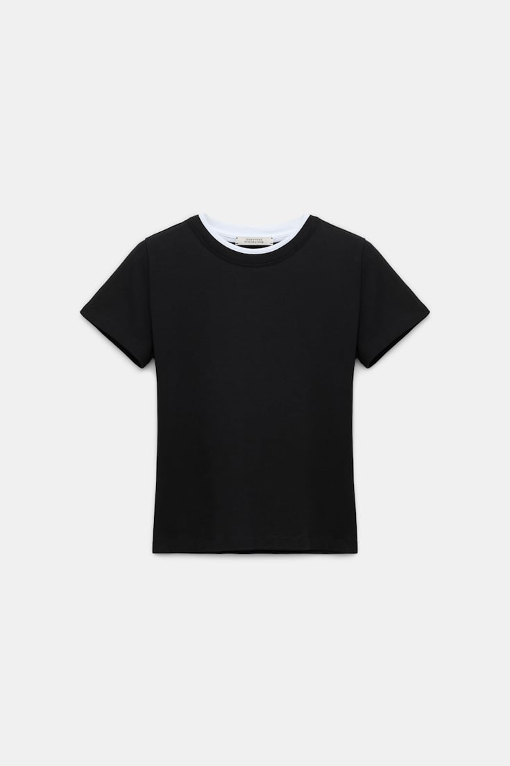 Dorothee Schumacher Rundhalsshirt mit gedoppeltem Kragen pure black