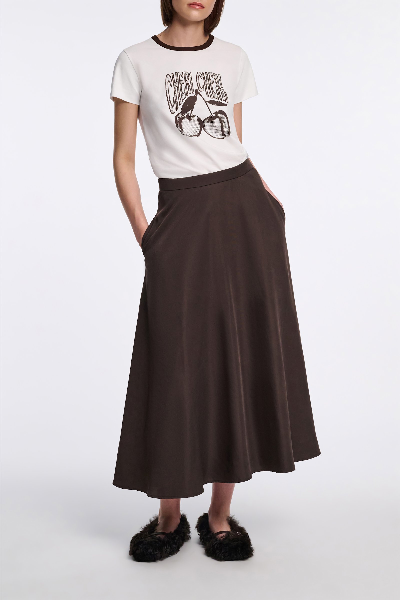 Dorothee Schumacher Rundhalsshirt mit "CHERI CHERI" Print camellia white