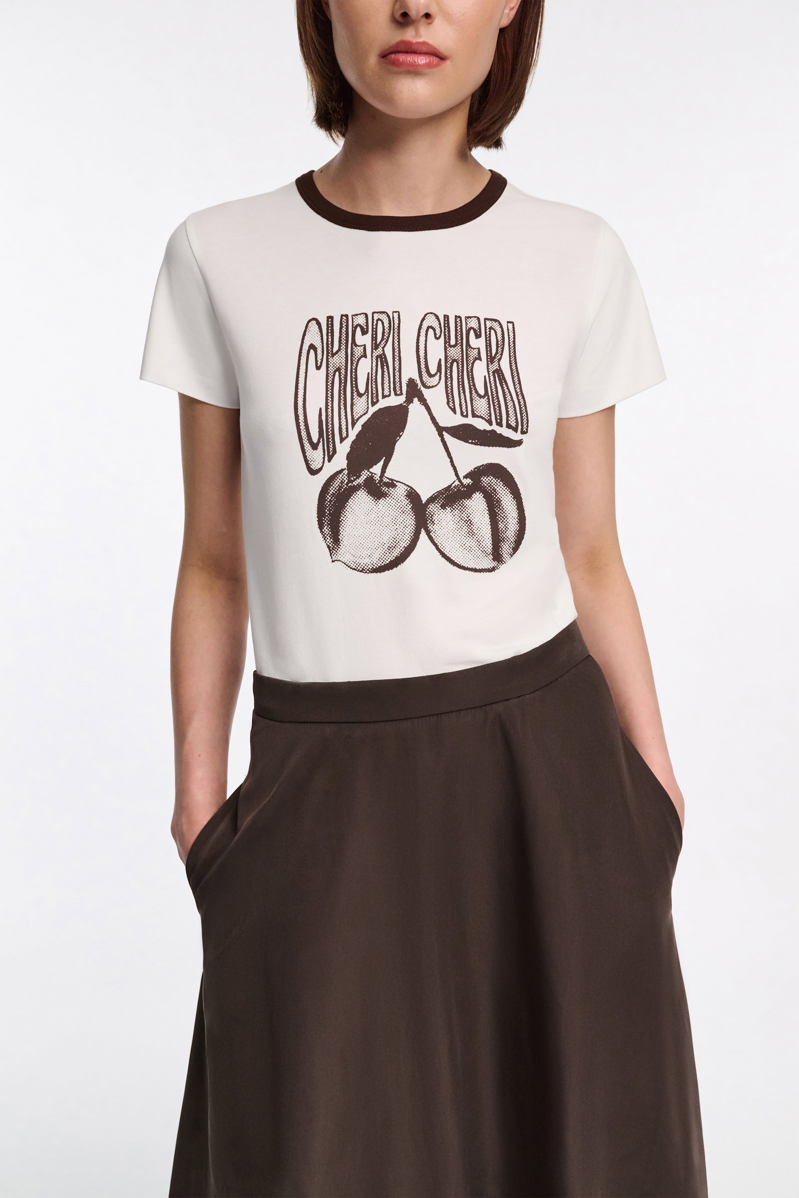 Dorothee Schumacher Rundhalsshirt mit "CHERI CHERI" Print camellia white