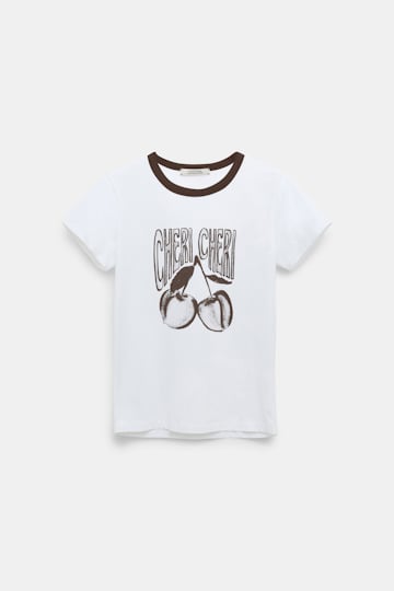 Dorothee Schumacher Rundhalsshirt mit "CHERI CHERI" Print camellia white