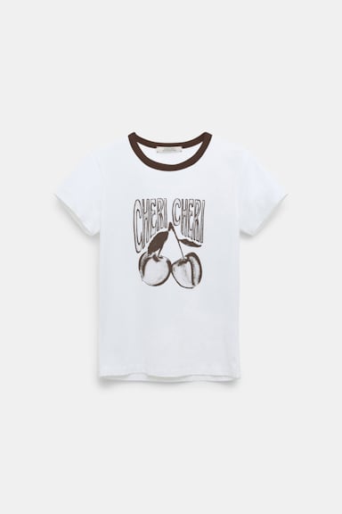 Dorothee Schumacher Rundhalsshirt mit "CHERI CHERI" Print camellia white