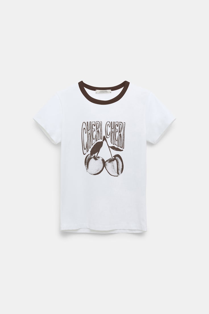 Dorothee Schumacher Rundhalsshirt mit "CHERI CHERI" Print camellia white