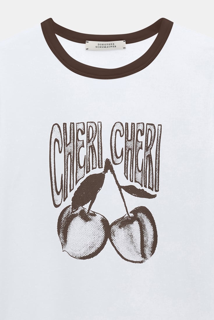 Dorothee Schumacher Rundhalsshirt mit "CHERI CHERI" Print camellia white