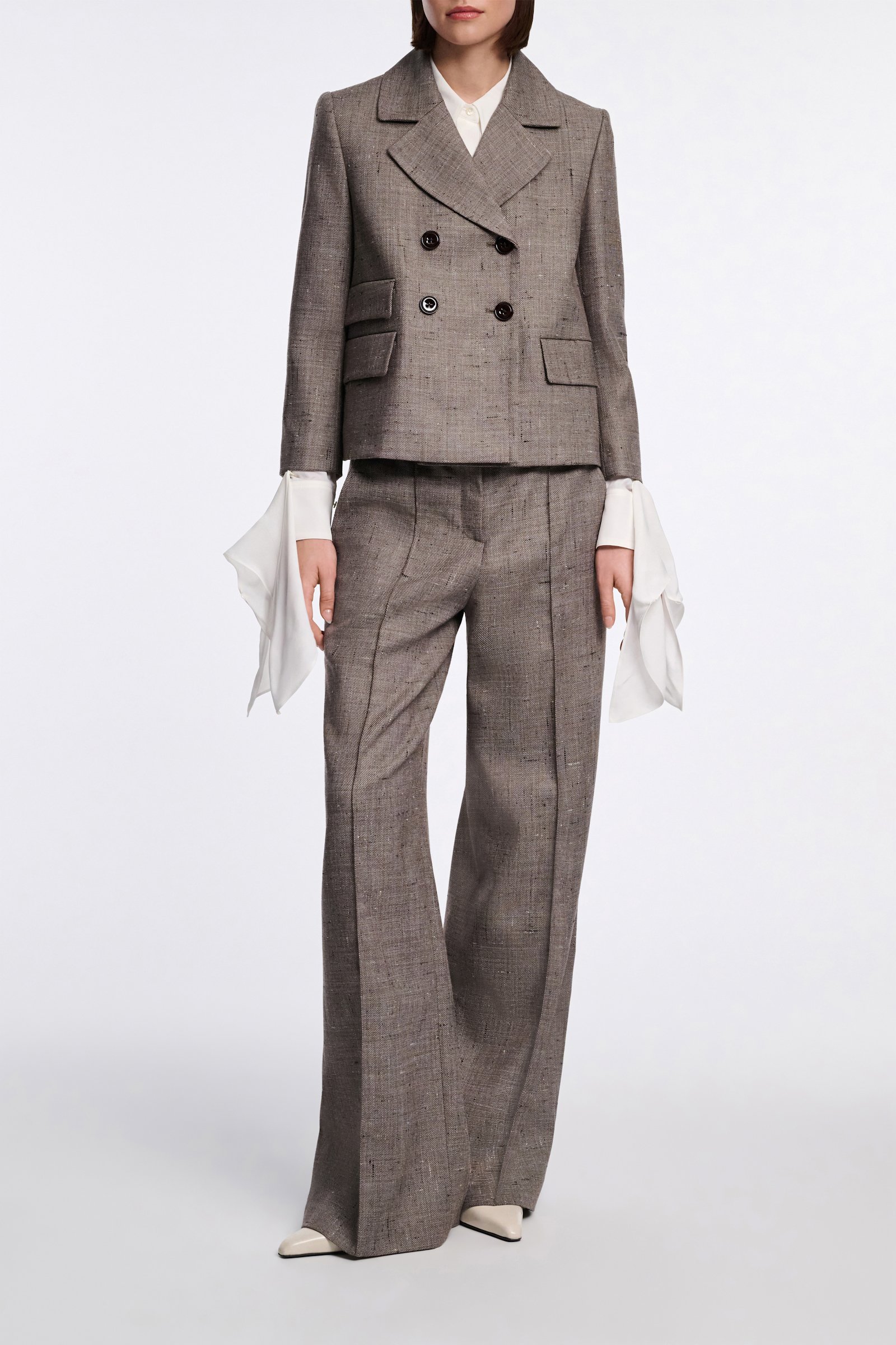 Dorothee Schumacher Boxy blazer in virgin wool pepper & chocoloate