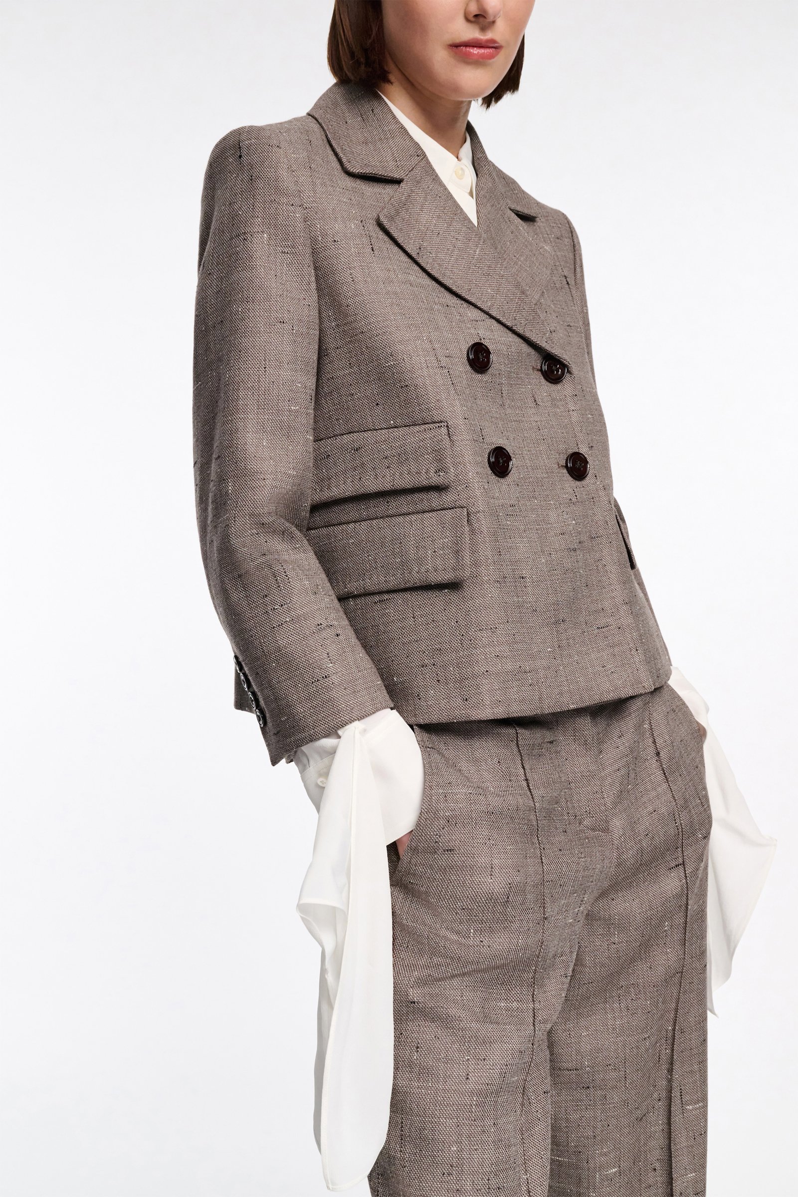 Dorothee Schumacher Boxy blazer in virgin wool pepper & chocoloate