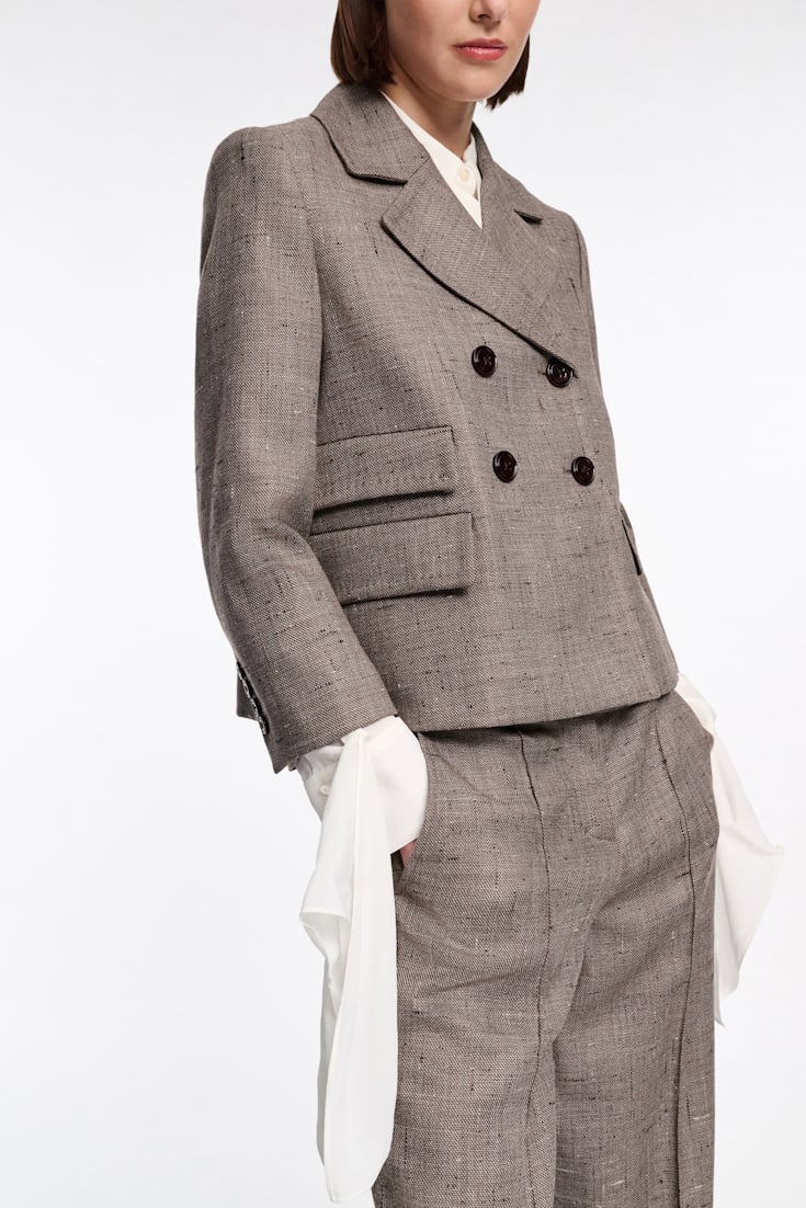 Dorothee Schumacher Boxy blazer in virgin wool pepper & chocoloate