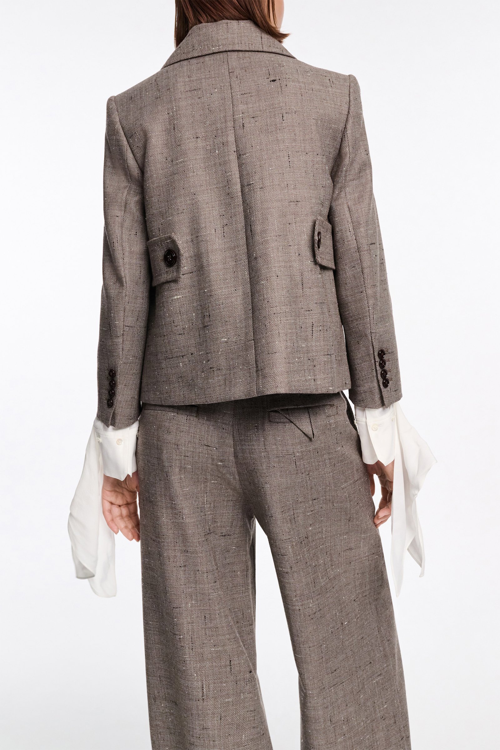 Dorothee Schumacher Boxy blazer in virgin wool pepper & chocoloate