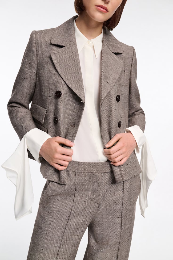 Dorothee Schumacher Boxy blazer in virgin wool pepper & chocoloate