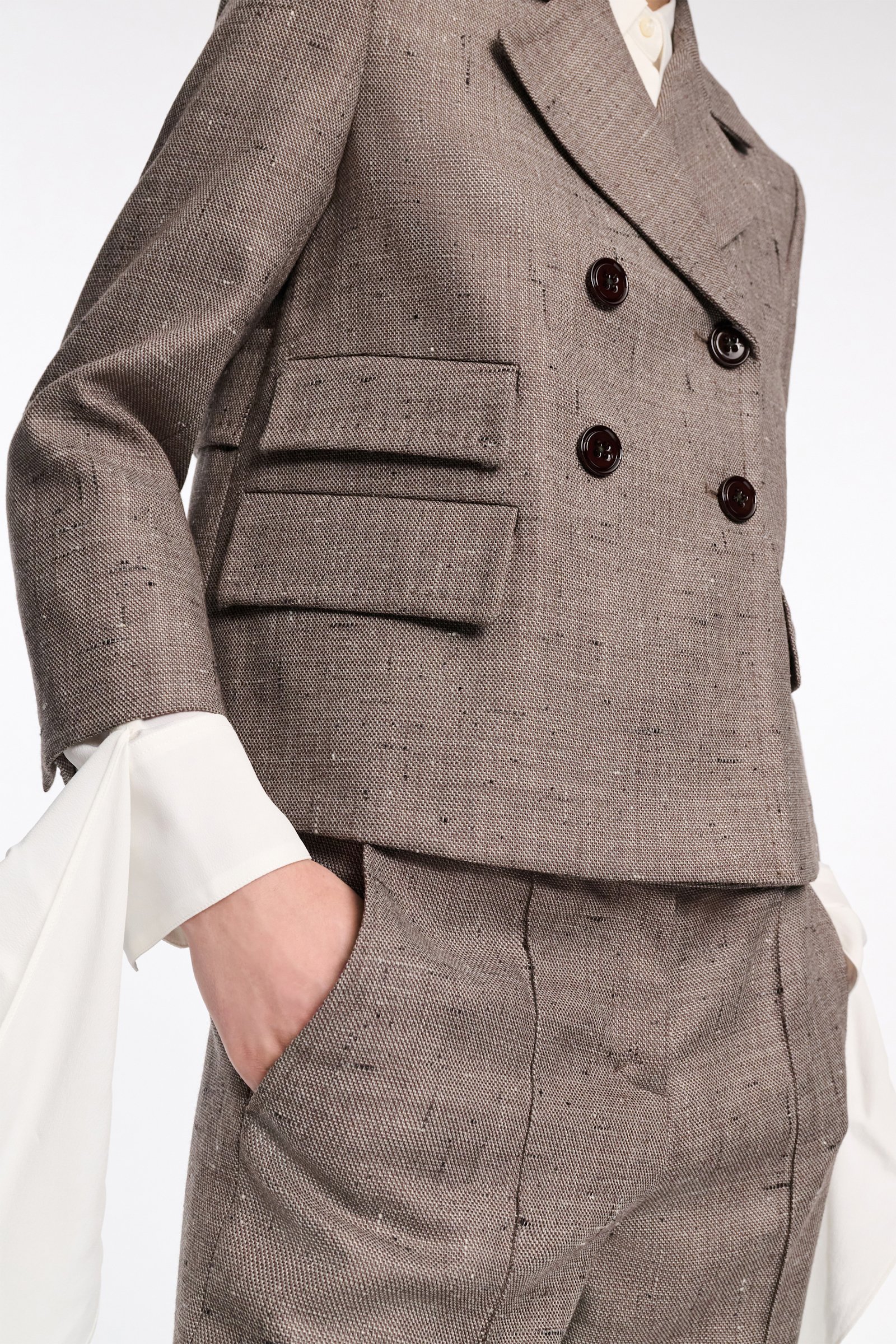 Dorothee Schumacher Boxy blazer in virgin wool pepper & chocoloate