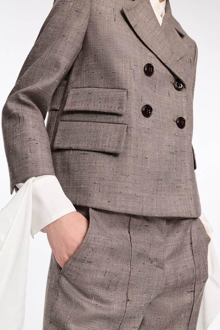 Dorothee Schumacher Boxy blazer in virgin wool pepper & chocoloate