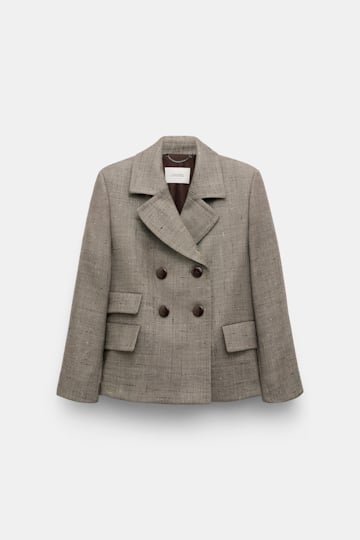 Dorothee Schumacher Boxy blazer in virgin wool pepper & chocoloate