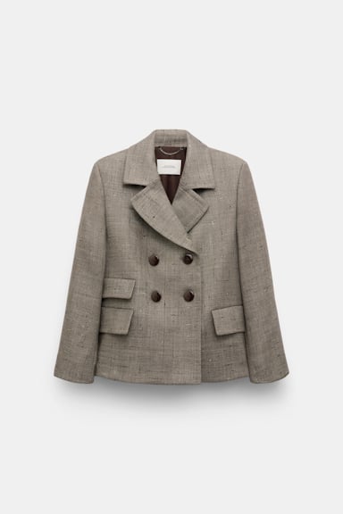 Dorothee Schumacher Boxy blazer in virgin wool pepper & chocoloate
