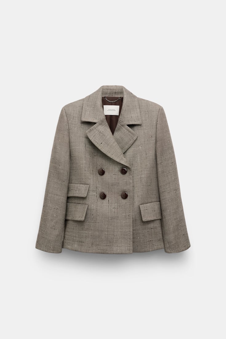 Dorothee Schumacher Boxy blazer in virgin wool pepper & chocoloate