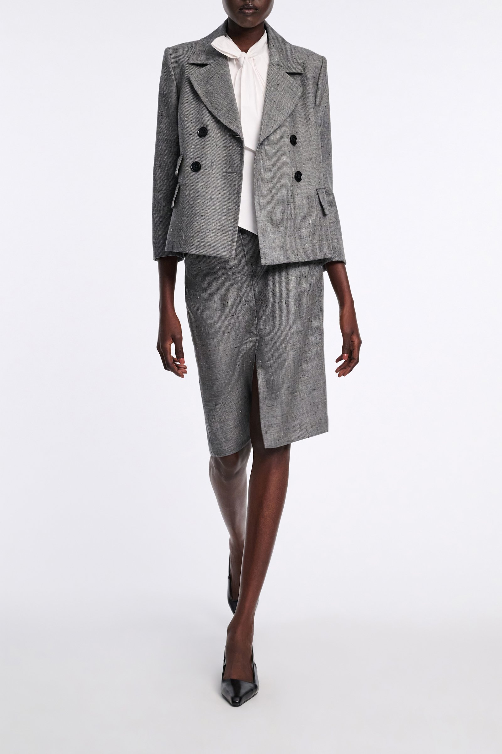 Dorothee Schumacher Boxy blazer in virgin wool pepper & salt