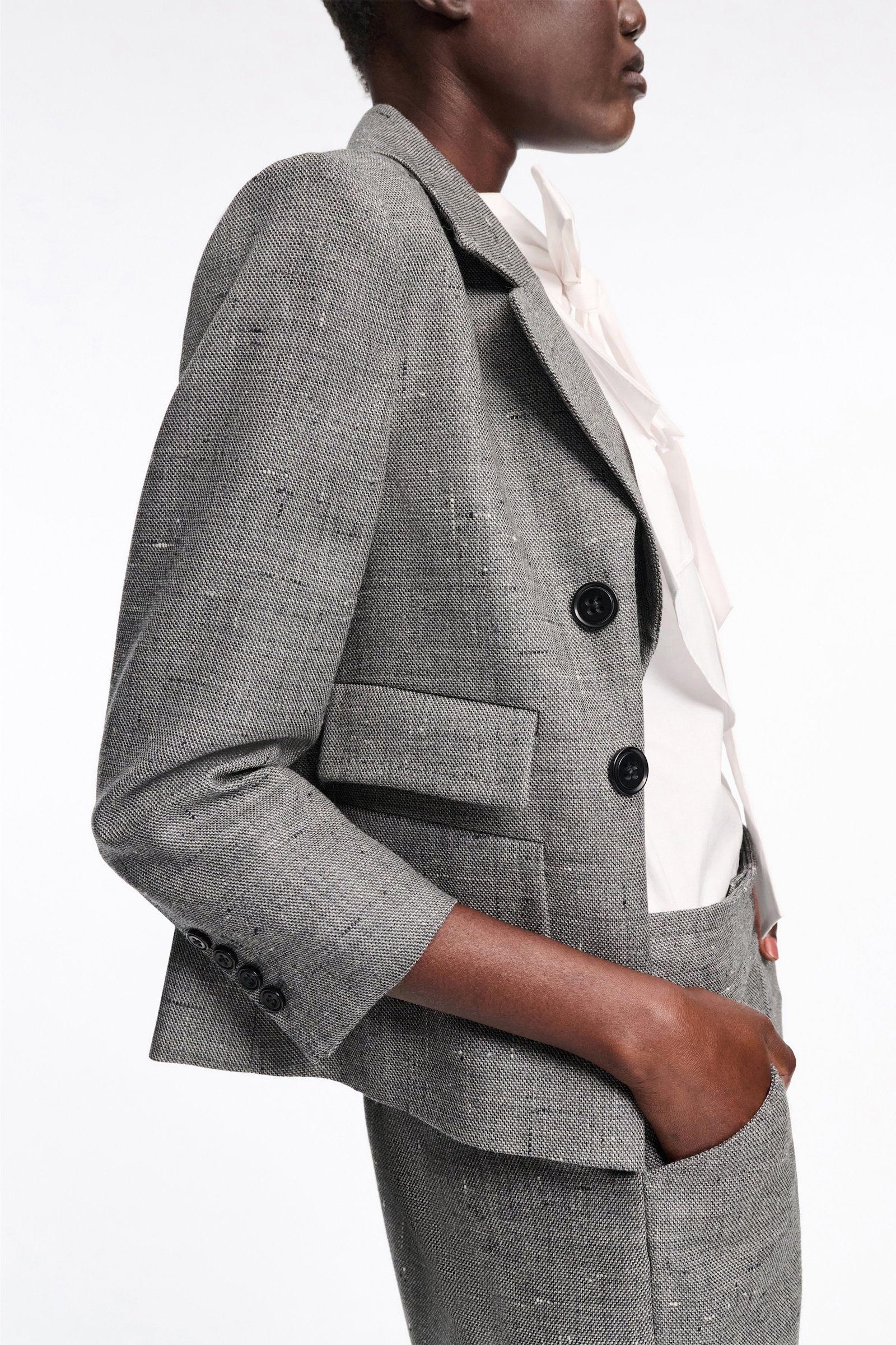 Dorothee Schumacher Boxy blazer in virgin wool pepper & salt