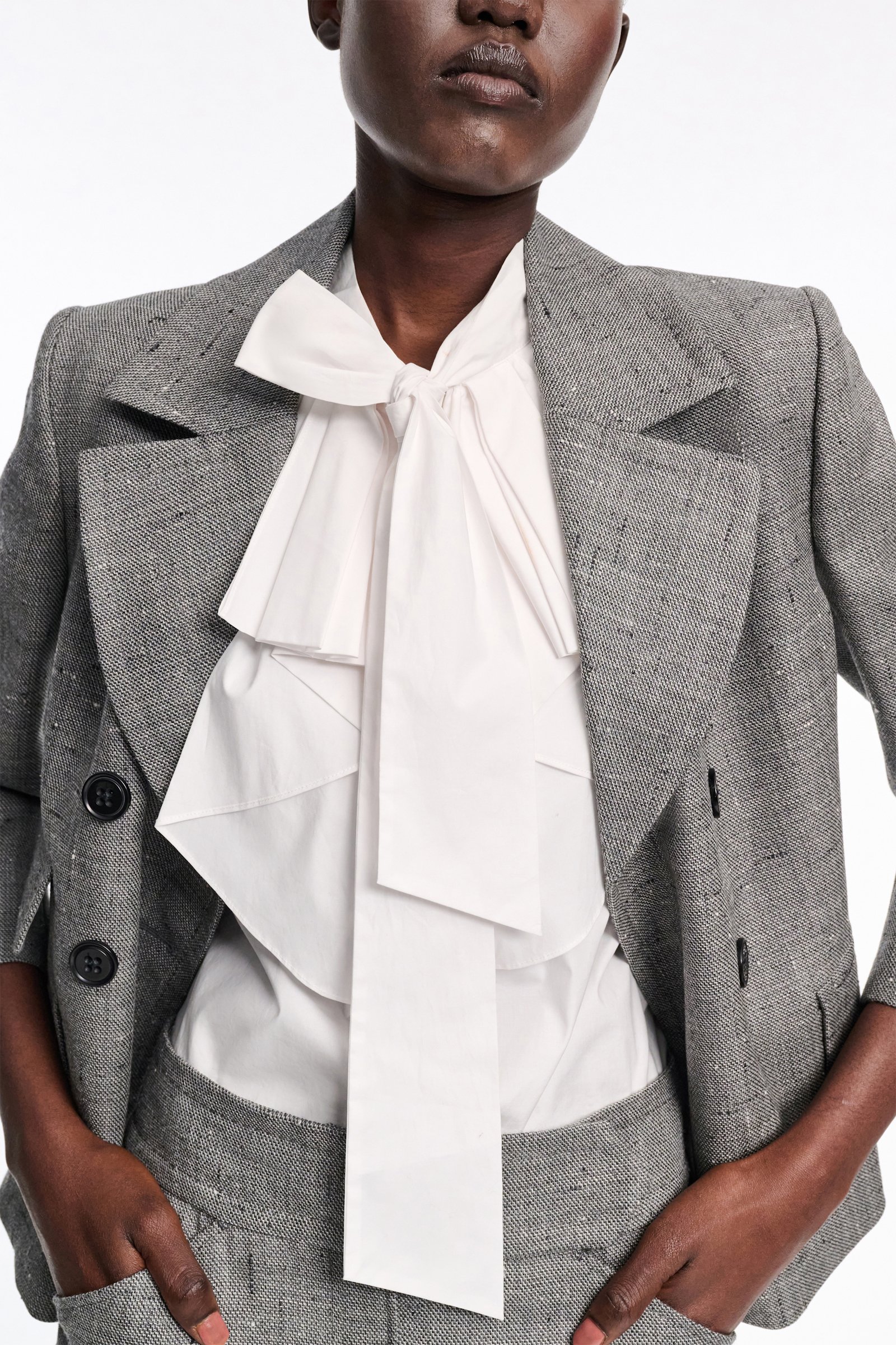Dorothee Schumacher Boxy blazer in virgin wool pepper & salt