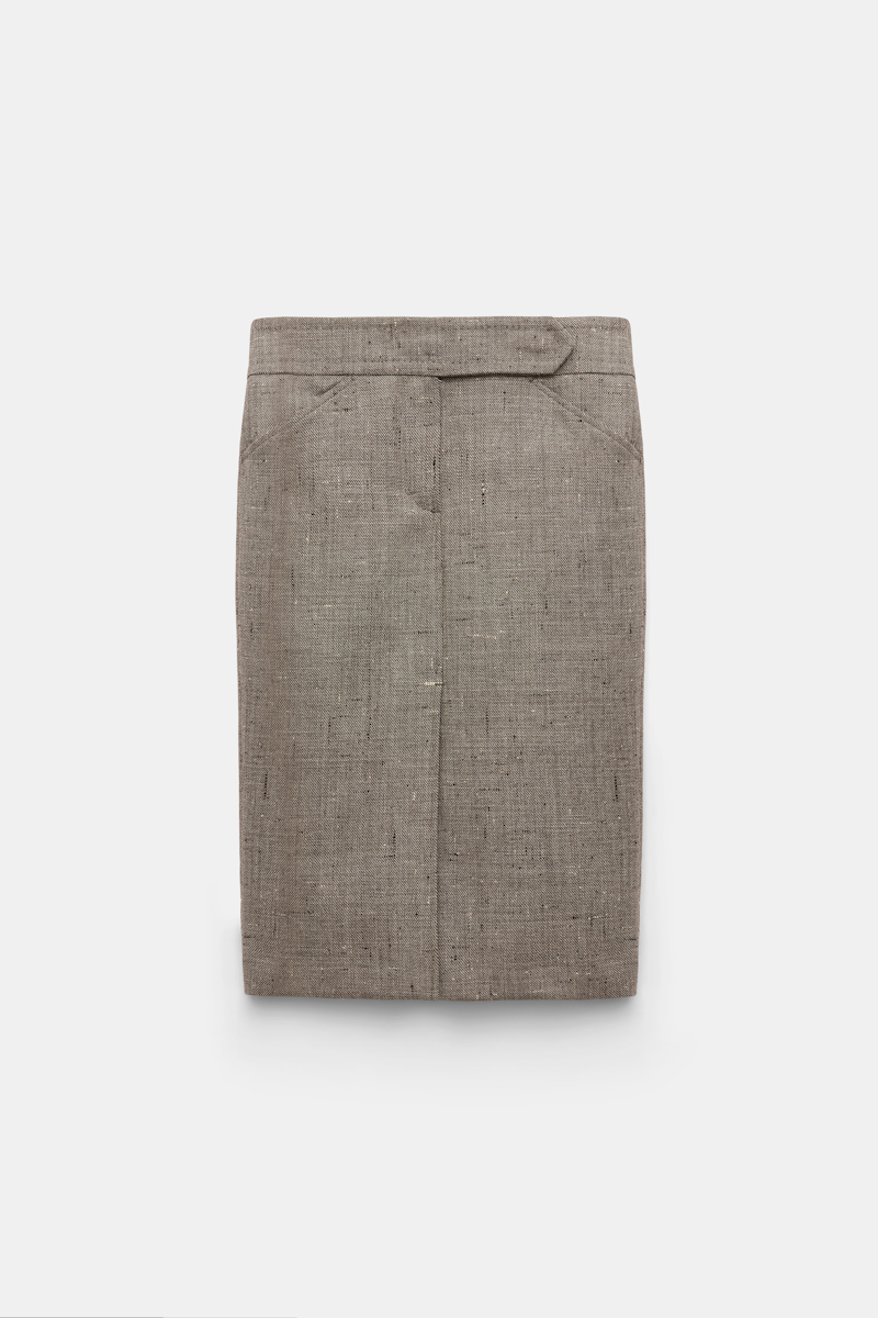 Dorothee Schumacher Pencil Skirt In Virgin Wool In Brown