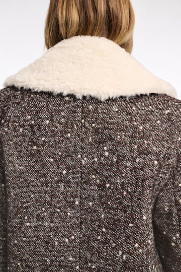 Dorothee Schumacher Wool-mix coat with removable faux fur collar chocolate tweed