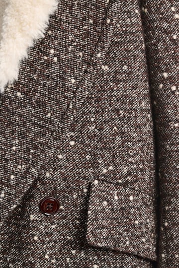 Dorothee Schumacher Wool-mix coat with removable faux fur collar chocolate tweed