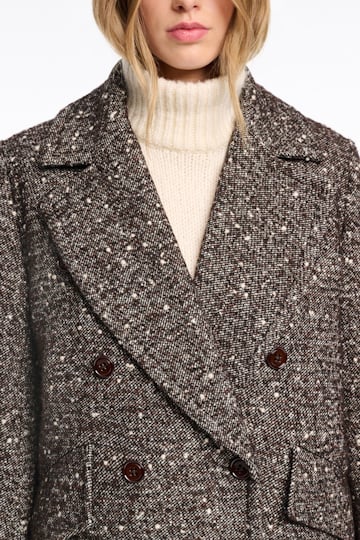 Dorothee Schumacher Wool-mix coat with removable faux fur collar chocolate tweed