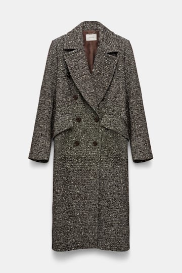 Dorothee Schumacher Wool-mix coat with removable faux fur collar chocolate tweed