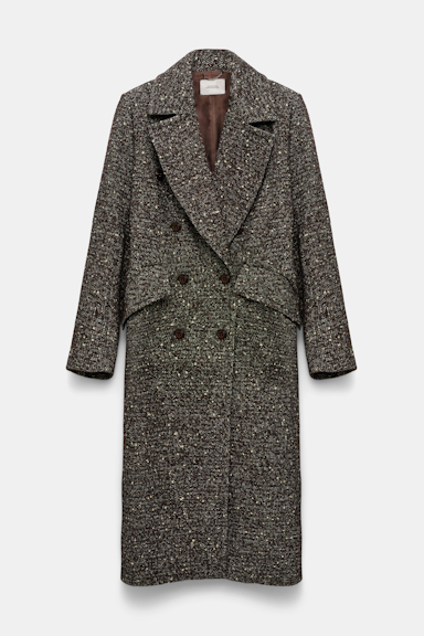 Dorothee Schumacher Mantel mit abnehmbarem Fake Fur Kragen chocolate tweed
