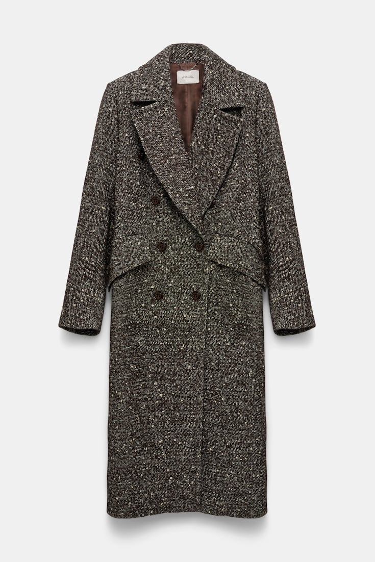 Dorothee Schumacher Wool-mix coat with removable faux fur collar chocolate tweed