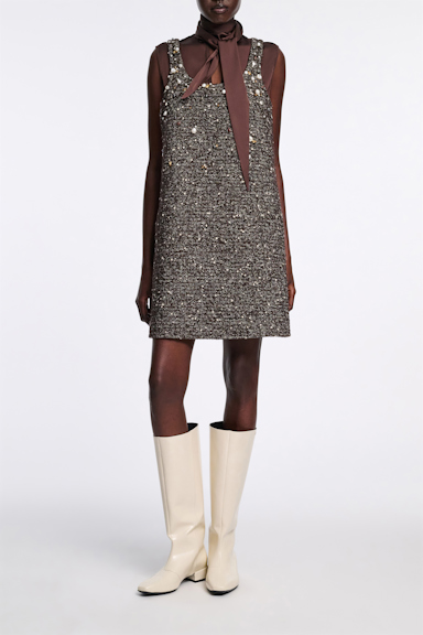 Dorothee Schumacher Handbesticktes Shift Dress chocolate tweed