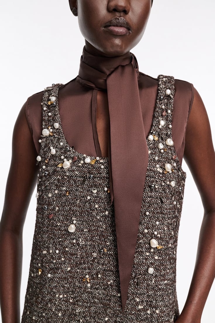 Dorothee Schumacher Handbesticktes Shift Dress chocolate tweed