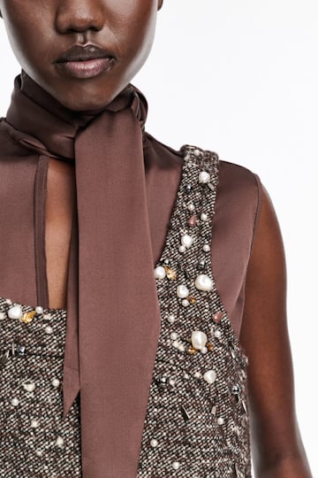 Dorothee Schumacher Embellished A-line dress chocolate tweed