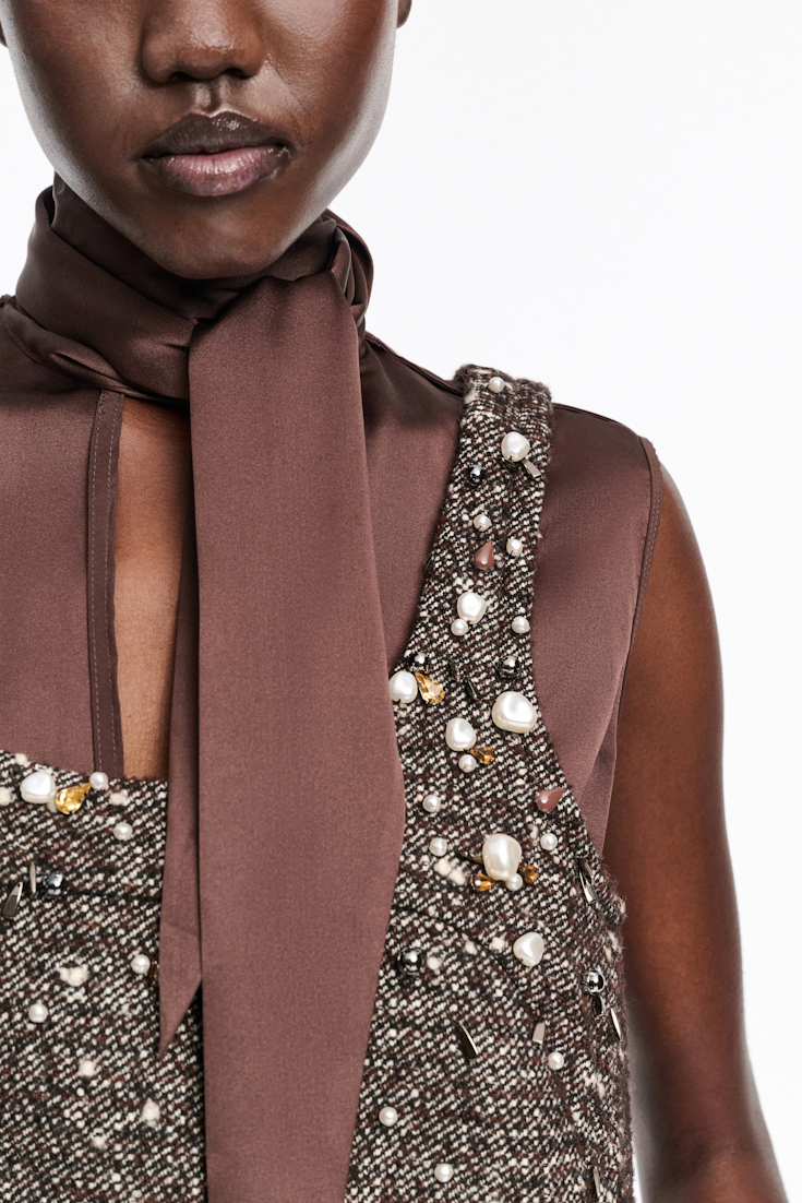 Dorothee Schumacher Handbesticktes Shift Dress chocolate tweed