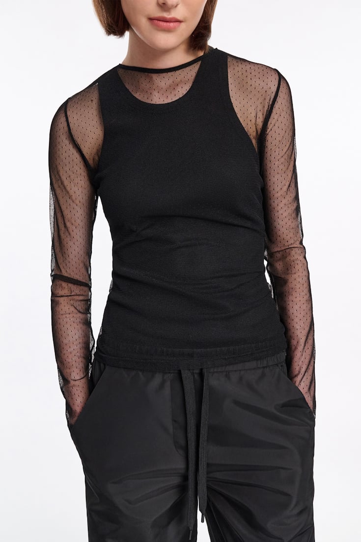 Dorothee Schumacher T-Blouse aus Tüll black ecru