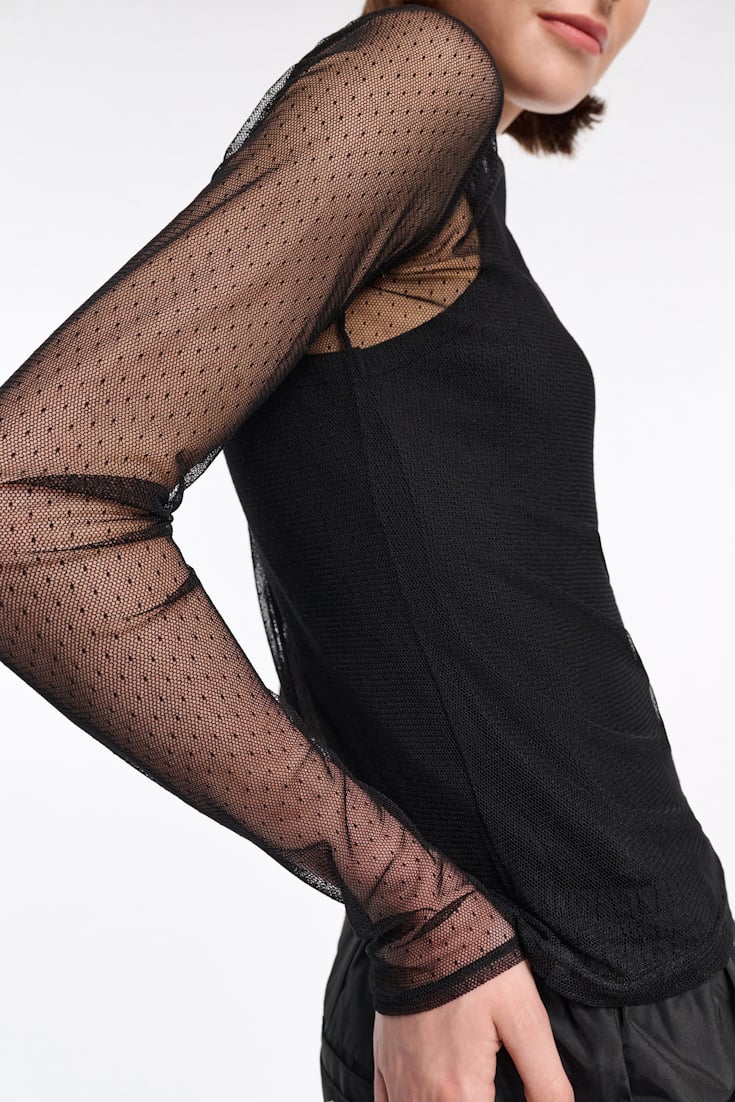 Dorothee Schumacher T-Blouse aus Tüll black ecru