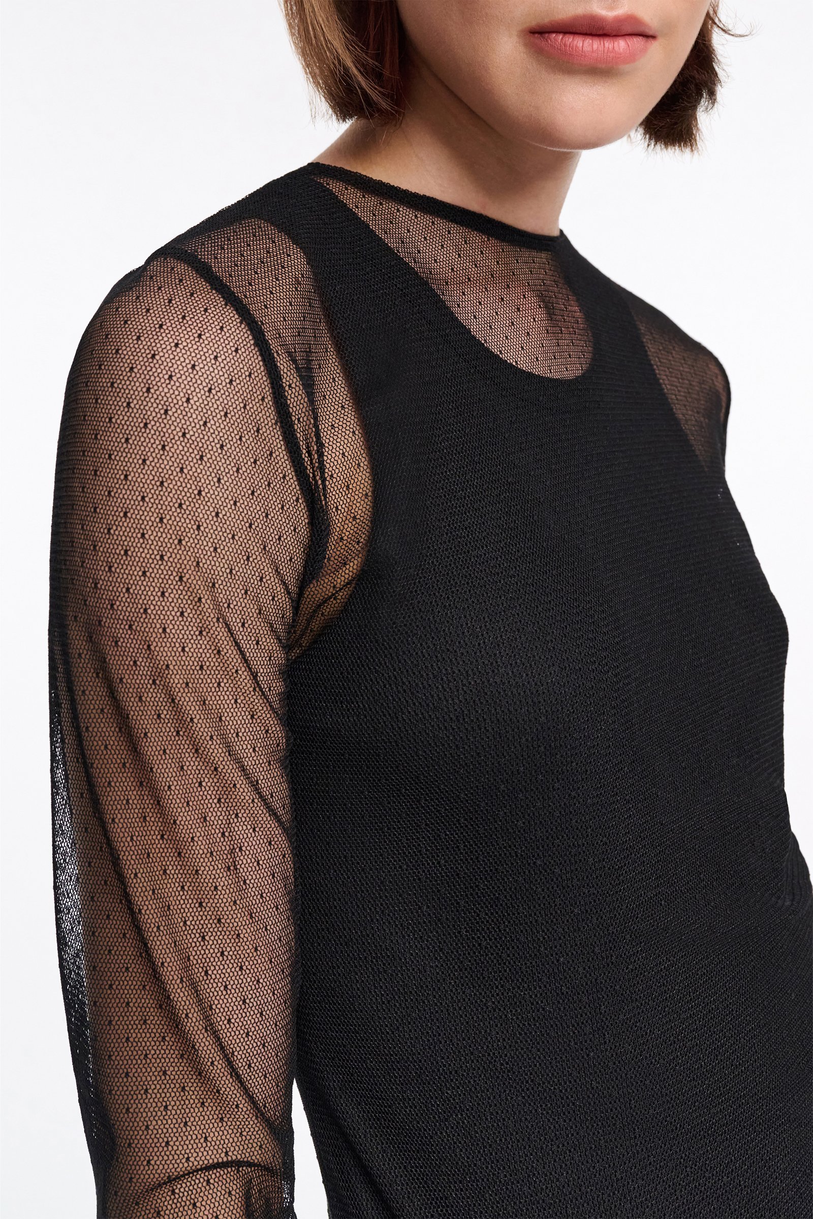 Dorothee Schumacher T-Blouse aus Tüll black ecru