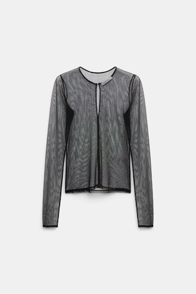 Dorothee Schumacher T-Blouse aus Tüll black ecru