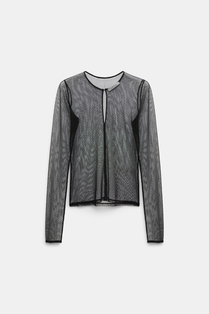 Dorothee Schumacher Polka Dot Stretch Tulle Top In Black