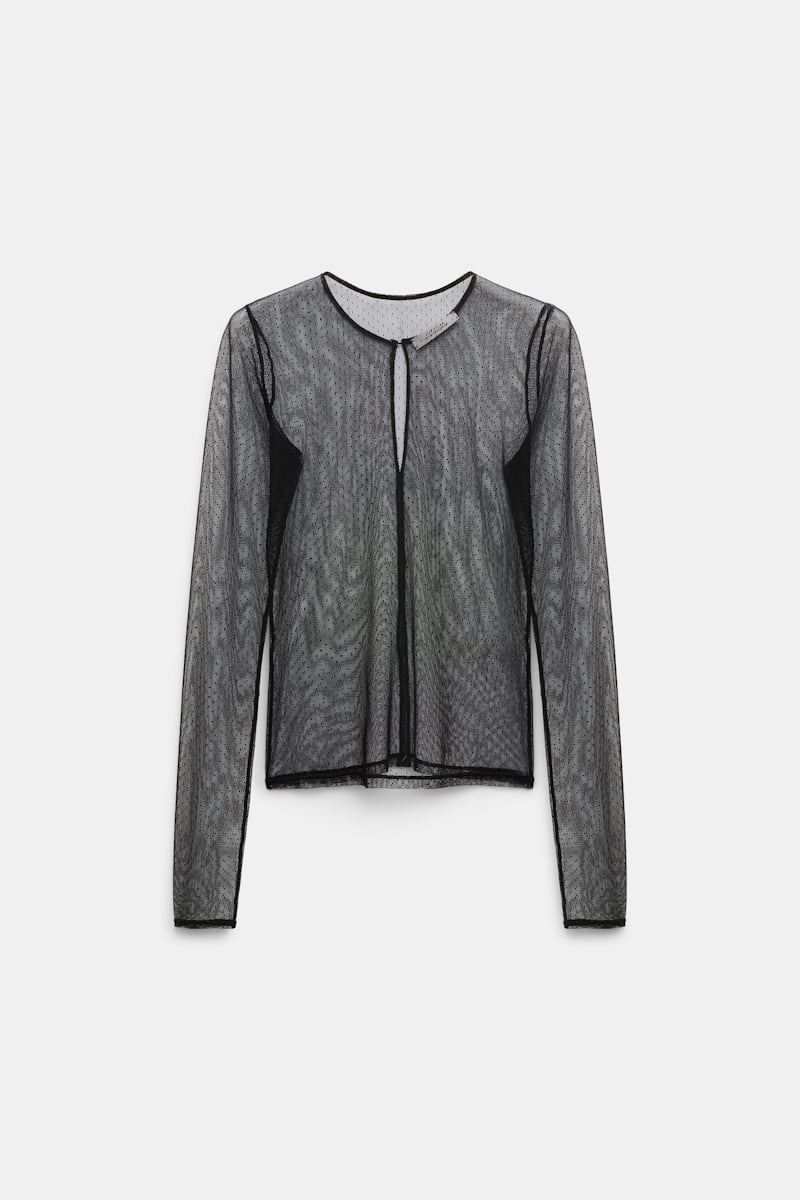 Dorothee Schumacher Polka Dot Stretch Tulle Top In Black