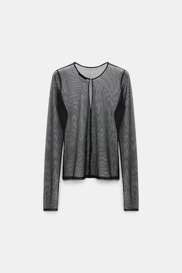 Dorothee Schumacher T-Blouse aus Tüll black ecru