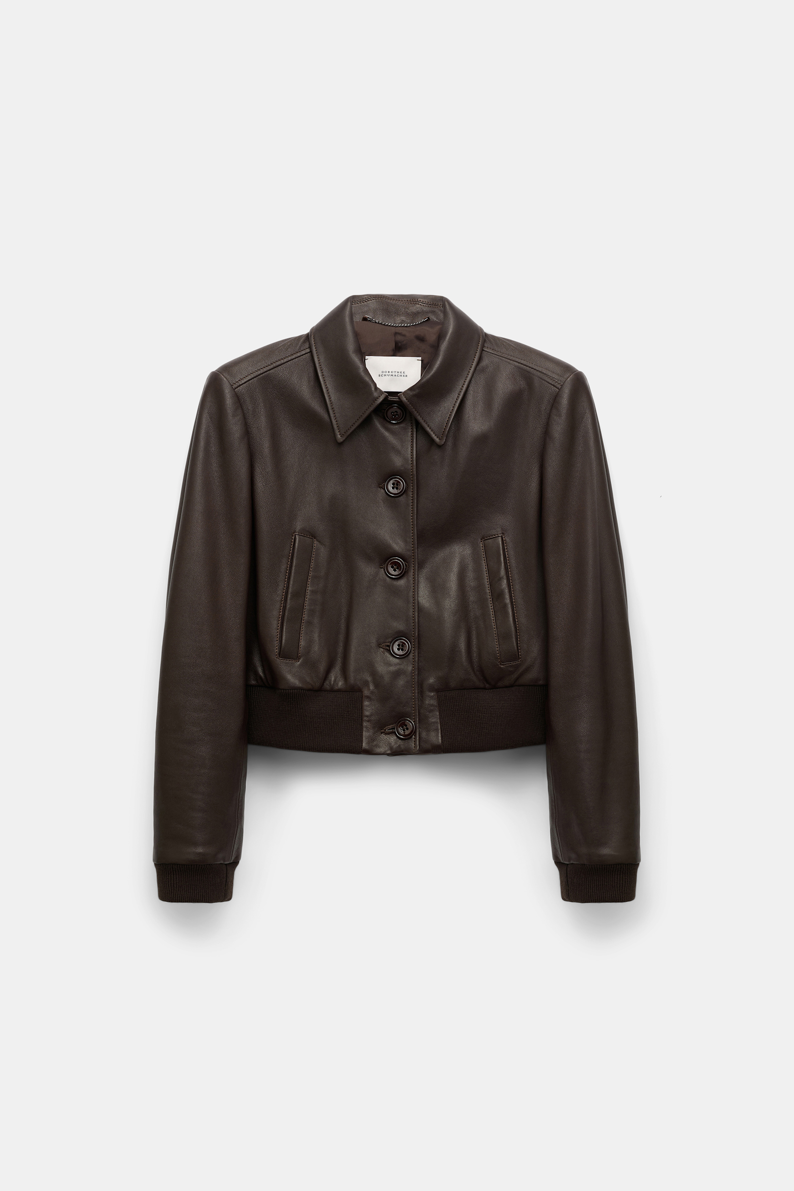 Dorothee Schumacher Leather mini blouson jacket black chocolate