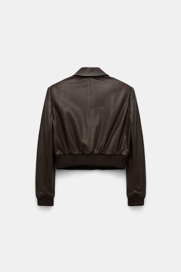 Dorothee Schumacher Leather mini blouson jacket black chocolate