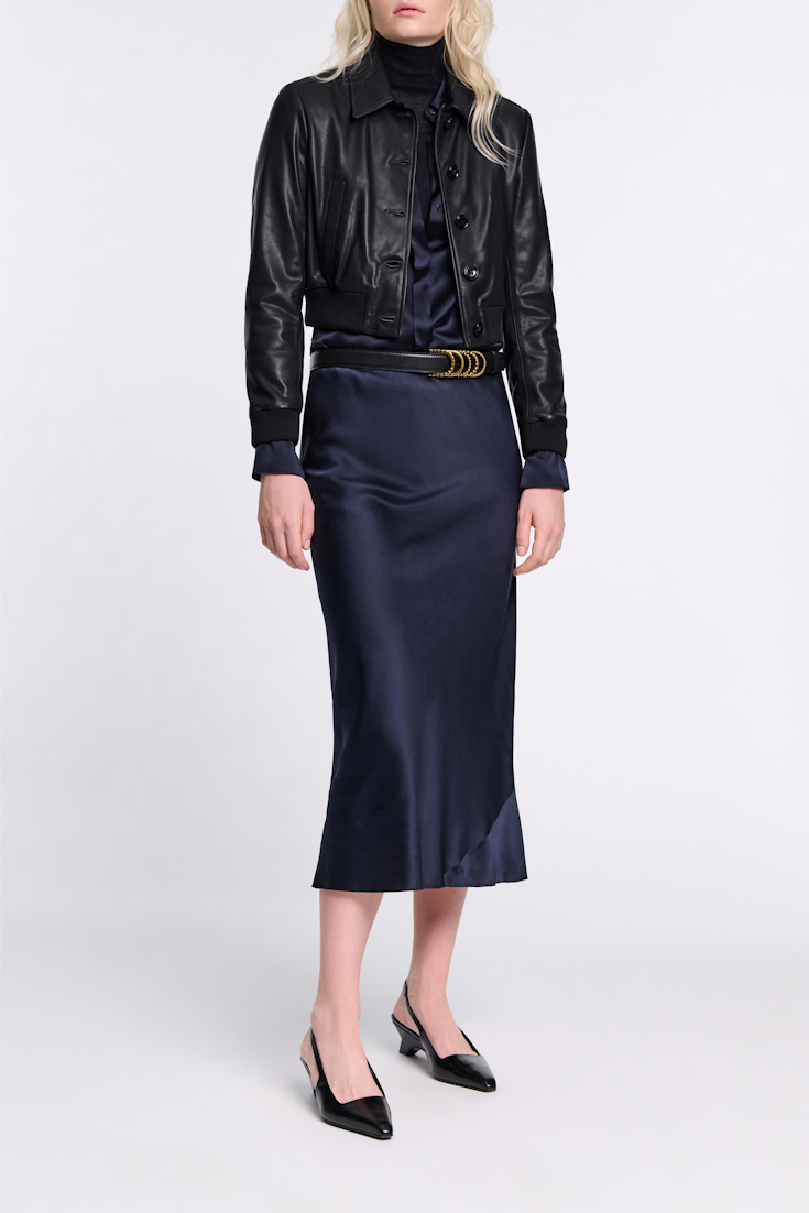 Dorothee Schumacher Leather mini blouson jacket pure black