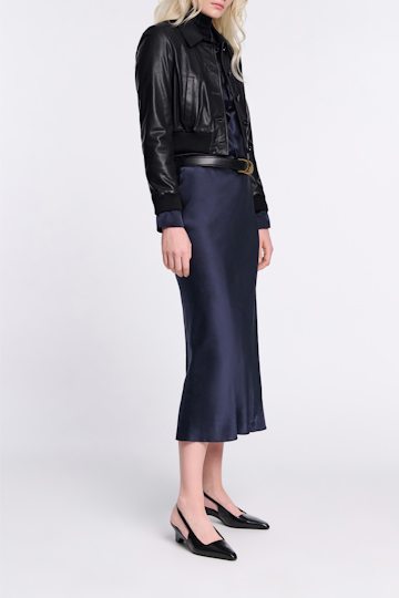 Dorothee Schumacher Leather mini blouson jacket pure black