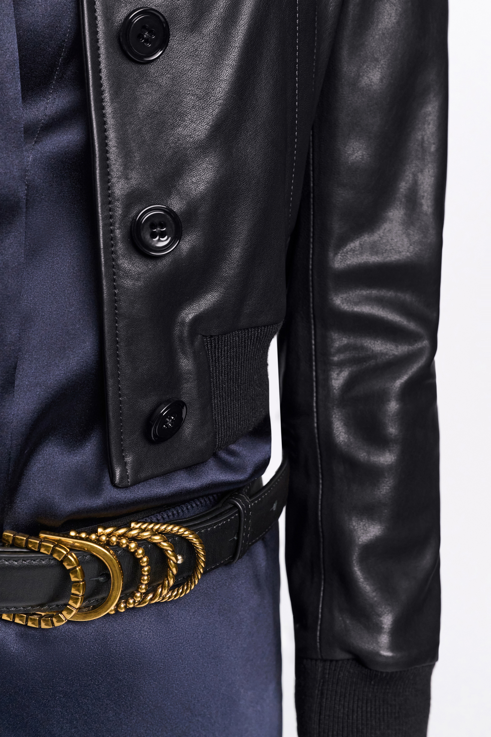 Dorothee Schumacher Leather mini blouson jacket pure black